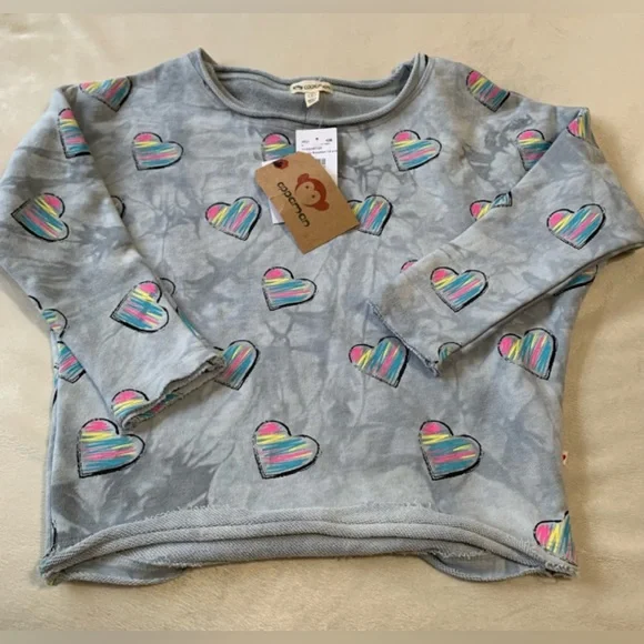 APPAMAN girls slouchy sweatshirt 80% gray cotton distressed style sweats… - Picture 1 of 14